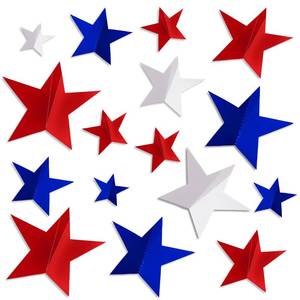 lot 6333 image: NOVWANG 120 PCS Patriotic Glitter Star Wall Decorations, 3D Red Silver Blue Star Shape Independence Day Wall Stickers Decals for School Craft Projects Holiday Patriotic 4th of July Party Decor