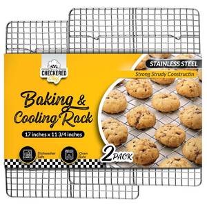 lot 6342 image: Checkered Chef Cooling Rack for Cooking and Baking - 11 � x 17 Set of 2 Stainless Steel, Oven Safe Grid Wire Cookie Cooling Racks