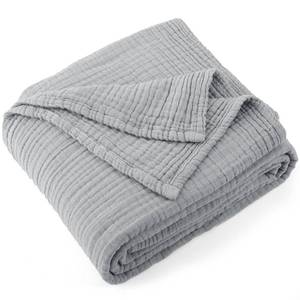 lot 6354 image: Carriediosa 100% Cotton Muslin Throw Blanket 108 X 90 King Size��4-Layers Summer Gauze Throws for Bed Couch��Soft Lightweight Breathable Linen Blankets Bedspread for Adults All Season��Grey