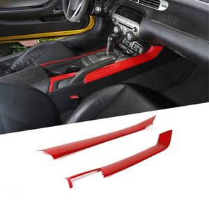 lot 6365 image: JeCar for Camaro Red Interior Center Console Gear Shift Side Panel Cover Trim Interior Accessories Compatible with 2010 2011 2012 2013 2014 2015 Chevrolet Chevy Camaro
