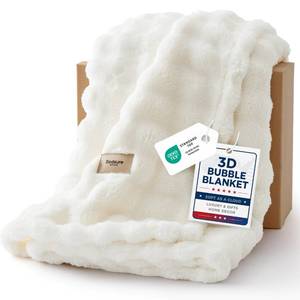 lot 6368 image: Bedsure 3D Fleece Bubble Blanket for Couch - GentleSoft Cute White Throw Blanket for Sofa Bed Room Decor - Luxury Soft Cozy Cloud Blanket Mothers Gifts for Women, Lightweight, Off White, 50�60