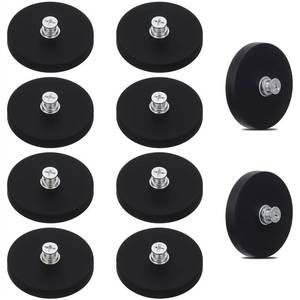 lot 6370 image: 10Pcs Rubber Coated Anti-Scratch Mounting Magnets, 30LBS Neodymium Magnet Base with M5 Threaded Studs��Strong Magnets Hold The Base for Light Bar Mirror Camera Tool ��10 Pack,1.69 Inch��