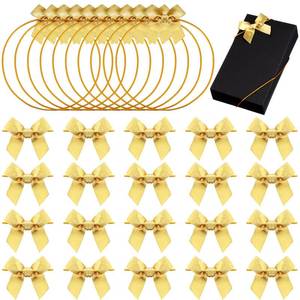 lot 6374 image: Windyun 60 Pcs Elastic Bows for Gift Boxes Wrapping 15.74 Inches Mothers Day Stretch Elastic Loop with Ribbon Bow Craft Wrapping Rope for Mom Gifts Valentines Weddings Party Favors(Gold)