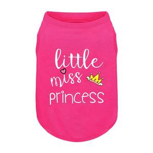lot 6378 image: Pink Cotton Dog Shirt with Little Miss Princess Print, Soft & Breathable Pet Apparel for Small to Large Dogs, All-Season Sleeveless Vest, Cute and Comfortable Dog Outfit.Pink Crown XS