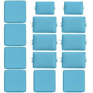 lot 6391 image: Kimunuk 14 Pcs Outdoor Cushion Slipcovers All-Weather Patio Cushion Covers, Replacement Waterproof with Zipper for Patio Furniture, Sectional Couch 3 Sizes, Covers Only - Lake Blue
