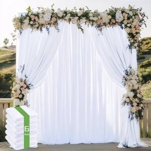 lot 6395 image: Gallety White Backdrop Curtain for Wedding, Polyester Photography Backdrop Drapes - 30FT x 10FT White Drapes with Rod Pockets for Celebration,Birthday,Event,Graduation Party Decorations