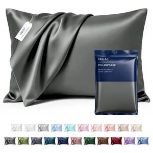 lot 6410 image: MR&HM Satin Pillowcase for Hair and Skin, Silk Satin Pillowcase 2 Pack, King Size Pillow Cases Set of 2, Silky Pillow Cover with Envelope Closure (20x36, Dark Grey)