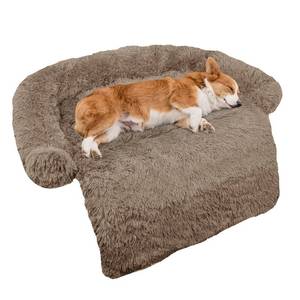 lot 9400 image: Calming Dog Bed Fluffy Plush Dog Mat for Furniture Protector with Removable Washable Cover for Large Medium Small Dogs and Cats (Medium(41x37x6), Camel)