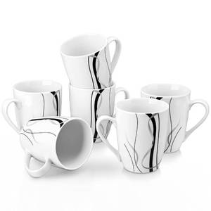 lot 9418 image: VEWEET Ceramic Coffee Mugs Set of 6, 11 OZ Coffee Cups Set with Handle, White Mugs Set Porcelain Cup Set for Kitchen, Microwave Dishwasher Safe, Series Fiona