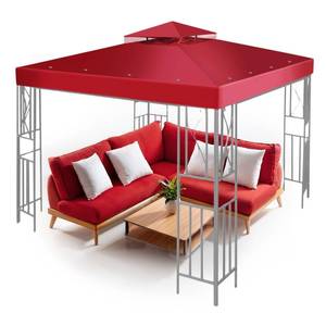 lot 9423 image: Flexzion Gazebo Cover Replacement Canopy Top 12x12 Ft (3.6m x 3.6m) - Double Tier Top Canopy Cover Replacement with UV30, Dirt, Water Resistant for Outdoor, Sunshade, Garden, Patio, Pavilion (Red)