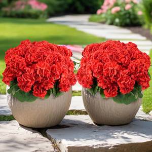lot 11021 image: MERIXMAS 6 Bundles Artificial Flowers for Outdoors, Faux Geraniums Artificial Flowers Realistic, Faux Plants Outdoor UV Resistant for Garden Patio Porch Window Box Home Indoor Outdoor Decor (12, Red)