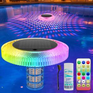 lot 11025 image: Solar Pool Ionizer Floating Lights Copper Ionizer with LED Solar Powered Outdoor Waterproof Lighting RGB Color Changing Light with Remote Control for Above Ground Inground Swimming Pool Party Spa