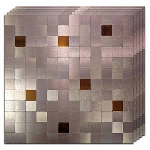 lot 11026 image: Sanyeskkiy Waterproof Mosaic Wall Stickers - Self-Adhesive Cut-to-Fit Tiles for Bathroom, Kitchen, HeatSlip Resistant Peel & Stick Backsplash DIY Decor (11.8x11.8in, 10pc) (10, Copper)