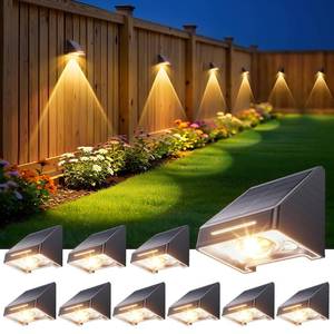 lot 11085 image: KOOPER Solar Fence Lights Outdoor Waterproof 10 Pack, Solar Fence Lights with Ultra-Bright LED Lens, 10 Modes & 9 Colors Outdoor Solar Lights for Fence, Backyard, Railing, Patio, Wall, Step, Deck