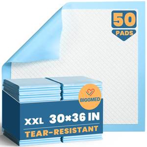lot 11096 image: BIGGMED Disposable Bed Pads 30 x 36 50 Count Super Absorbent Underpads, Chux Thicker Extra Large Incontinence Bed Pads, Pee Pads for Adults, Kids, Elderly, Pets