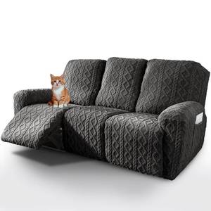 lot 11098 image: vctops 8 Pieces Geometric Jacquard Plush Recliner Sofa Covers Soft Fuzzy Fluffy 3 Seats Couch Cover Anti-Slip Sofa Slipcover Furniture Protector with Elastic Bottom for Kids Pet(Dark Grey,3 Seat)