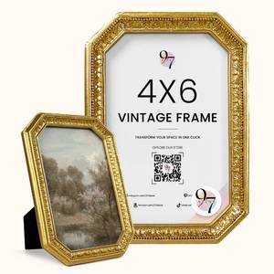 lot 11103 image: 97 Decor 4x6 Vintage Picture Frame - Gold Antique Picture Frames 4x6, Small Ornate Frames 4 X 6 With Glass Front For Tabletop Photo Display And Wall Hanging, Mini Victorian Poster Frame 4 By 6 Vintage Decor