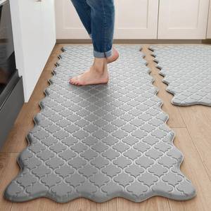 lot 11116 image: Arenarug Upgrade Scalloped Embossed Kitchen Mats for Floor 2PCS Cushioned Anti Fatigue Waterproof Foam Kitchen Rugs Non Slip Washable Comfort Standing Mat for Sink Laundry, 17.3x3017.3x59, Grey