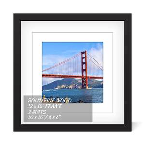 lot 11118 image: 12x12 inch Wood Picture Frame for Wall Hanging Square Photo Frames with 2 Mats 8x8 inch and 10x10 inch Pictures for Baby Scan,Poster,Decoration,Anniversary,Wedding,Christmas,Diamond Painting(Black)