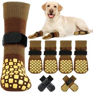 lot 12006 image: Kuoser Dog Socks with Grippers to Prevent Licking Paws, 4 Pcs Non Slip Dog Booties Paw Protector for Hardwood Floors, Double Sides Dogs Grippy Socks for Small Medium Large Senior Dogs