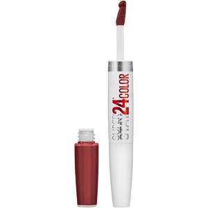 lot 12441 image: Maybelline Super Stay 24, 2-Step Liquid Lipstick Makeup, Long Lasting Highly Pigmented Color with Moisturizing Balm, Everlasting Wine, Plum Red, 1 Count (Used)