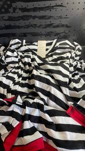 lot 12454 image: Dokotoo Black and White Striped Dress with Red Accent Trim Size 2XL