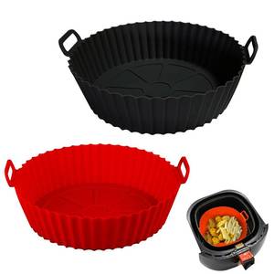 lot 12456 image: Air Fryer Silicone Liners Pot,8 inch Air Fryer Basket Liners, Silicone Baking Tray Pots for 3 to 5 Qt for Air fryer Oven Reusable Baking Tray Oven Accessories (RedBlack)