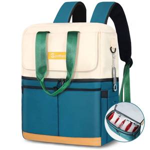 lot 13129 image: Scothen Backpack Cooler with Double Decker & 12 Ice Packs- Keeps 36 Cans Cold for Up to 8 Hours- Waterproof & Leak Proof Insulated Cooler Backpack- Stylish Cooler Bookbag for Women Travel Work Beach