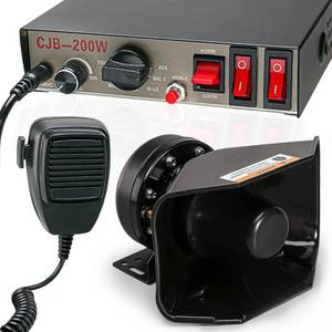 lot 13132 image: BooYu 12V 200W 9 Tones Police Warning Emergency Siren PA System 180° Design Speaker125-135dBHandheld MicrophoneHands-Free2 x 10A Switches for Firefighter Ambulance Vehicles Truck SUV ATV UTV