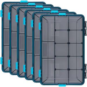 lot 13138 image: Wonderjune 6 Pack Fishing Tackle Boxes Waterproof 3600 and 3700 Tackle Trays with Removable Dividers Plastic Storage Organizer Bait Vault Camouflage Box for Freshwater Saltwater (Blue,3600)