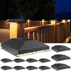 lot 13145 image: VOLISUN 4x4 Solar Post Cap Light Outdoor Waterproof 12pack,Solar Fence - Post Lights for 4x4 WoodenVinyl Post,Black Deck Cap Light Solar Powered for GardenPatioPorch