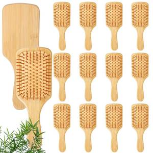 lot 13156 image: Bamboo Hair Brush, Bulk Round-tipped Bamboo Bristles Detangling Brush Paddle Lightweight Massage Anti Static for Women Men and Children, Stimulates Scalp for Hair Growth (Large, Count, 24)