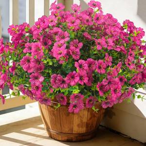 lot 13161 image: Grunyia 20 Bundles Artificial Flowers for Outdoors, UV Resistant Fake Plants Flowers Greenery Shrubs Plants for Decoration Outside Plants Hanging Planter Home Garden Decor (Rose Red)