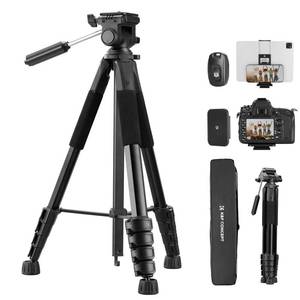 lot 13163 image: K&F CONCEPT Camera Tripod, 75 Lightweight Portable Travel Outdoor DSLR Tripods for Camera Phone Video Recording Tripod Stand, Cellphone Clip for Smartphone Live Streaming Vlog, Black