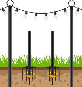 lot 13165 image: Mutovlin 2 Pack String Light Poles,10 Ft Light Poles for Outside String Lights,Outdoor Lights Pole with Fork,Metal Poles Stand for Patio Deck Backyard (10FT 2 Pack)