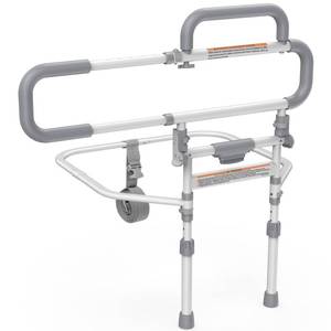 lot 13170 image: Lemagalu Heavy Duty Bed Rails for Elderly Adults Safety-Foldable Bed Rail for Senior with Adjustable Heights,Bed Handle Bedside Assist with Pocket -504M (White and Gray)