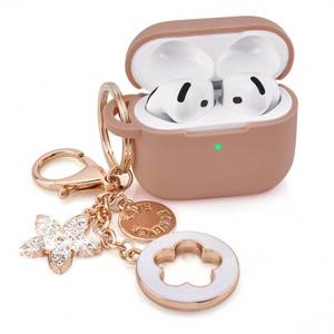 lot 14007 image: Case for Apple Airpods 4 - VISOOM Airpods 4 Cases 2024 Cover Women Anti-Drop Silicone iPods 4 Earbuds Wireless Accessorie Charging Cases Girl Bling Keychain for Airpod iPods 4th Generation