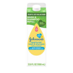 lot 14021 image: Johnsons Baby Head-To-Toe Gentle Baby Body Wash & Shampoo, Tear-Free & Hypoallergenic Baby Body Wash & Shampoo for Newborn��s Sensitive Skin & Hair, Value Size Wash Refill, 33.8 fl. oz