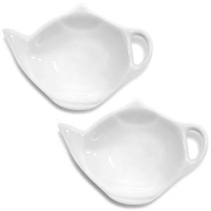 lot 14028 image: 2 Pack Porcelain Tea Bag Coasters,Tea Bag Holder for Used,Classic Teaspoon Rest Pad Heat-Resistant Coasters Cute Dish Saucer Teabag Caddy Holder Set for Organizing Tea Time (2)