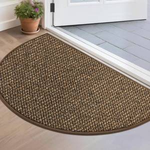 lot 14033 image: BEQHAUSE Dirt Trapper Door Mat 17 x 30 Half Circle Non-Slip Washable Doormats Entrance Rugs Absorbent Welcome Low Profile Floor Mats for Front Back Door and Entryway, Brown