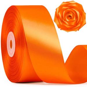 lot 14039 image: Mauproy 1-12 Inch Wide Torrid Orange Satin Ribbon, 50 Yards Solid Polyester Fabric Ribbon for Roses Making, Gift Wrapping, Flower Bouquets, Wedding Decorations, Handmade Crafts