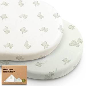 lot 14053 image: 2-Pack Organic Baby Bassinet Sheets Boys, Girls - 100% Cotton Bassinet Mattress Sheets Compatible with Halo Bassinest Swivel Sleeper, Graco, Baby Delight, Universal Bassinet Fitted Sheets (Elly)