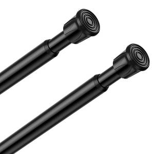 lot 14063 image: QINGYUN 2 Pack Black Spring Tension Curtain Rods 28-48 Inches, Spring Loaded Curtain Rods No Drilling, Adjustable Small Tension Rod for Windows, Kitchen, Doorway, Bathroom, Closet
