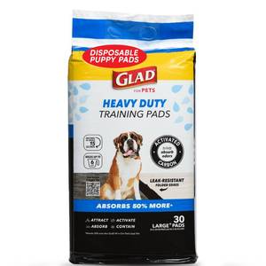 lot 14071 image: Glad for Pets XL Charcoal Training Pads, Activated Carbon Odor Control with Heavy Duty Leak-Resistant Layers, Quick-Dry Quilted Top Surface, Indoor Potty and Crate Liner, 24 x 24 in, 30 Count