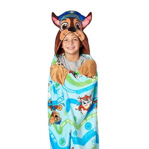 lot 14088 image: Paw Patrol Hooded Throw Blanket, Soft Silk Touch Poncho Cape, Plush Blanket with Character Hood, Cozy and Lightweight, 40x50 inches