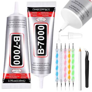 lot 14100 image: B7000 Adhesive Rhinestones Glue for Crafts, 2PCS 110ml  3.7 fl oz with 5 Dotting Pen Tool, Wax Pencil and Tweezer, Jewelry Glue for DIY Craft, Makeup, Shoes, Jewelry Making, Nail Art