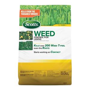 lot 14101 image: Scotts Weed Control for Lawns, Weed Killer, Kills Over 200 Weed Types Including Dandelion and Clover, 5,000 sq. ft, 14 lbs, Yellow