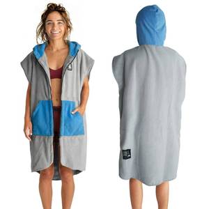 lot 14422 image: Pilotfish Surf Poncho Changing Robe Towel - Hooded, Zippered Towel Poncho for Beach, Surfing, Swimming  2 Front Pockets, Machine Washable, (Water Camo, Medium)