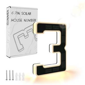 lot 14426 image: ISUNMEA 6.7 Inch Solar Lighted House Numbers for Outside, Light Up Waterproof LED Address Signs for Houses, Backlit Illuminated Exterior Modern House Numbers Light (3-Black, 6.7IN)