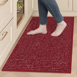 lot 14430 image: BEQHAUSE Kitchen Rugs 24x36, Non-Slip Kitchen Mats for Floor, Super Absorbent and Stain Resistant Kitchen Rugs, Machine Washable Rugs for Kitchen, Hallway, Laundry & Sink, Red